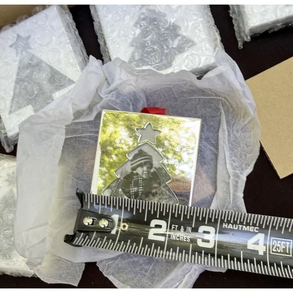 6 New Crate and Barrel Milano Photo Frame Christmas Tree Ornaments -46D